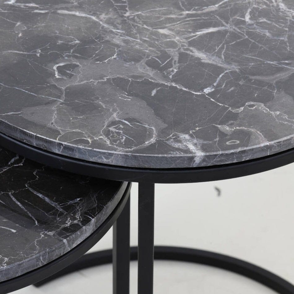 Keller Black Marble Nesting Side Tables