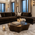 Kemper Walnut Wood Abstract Coffee Table