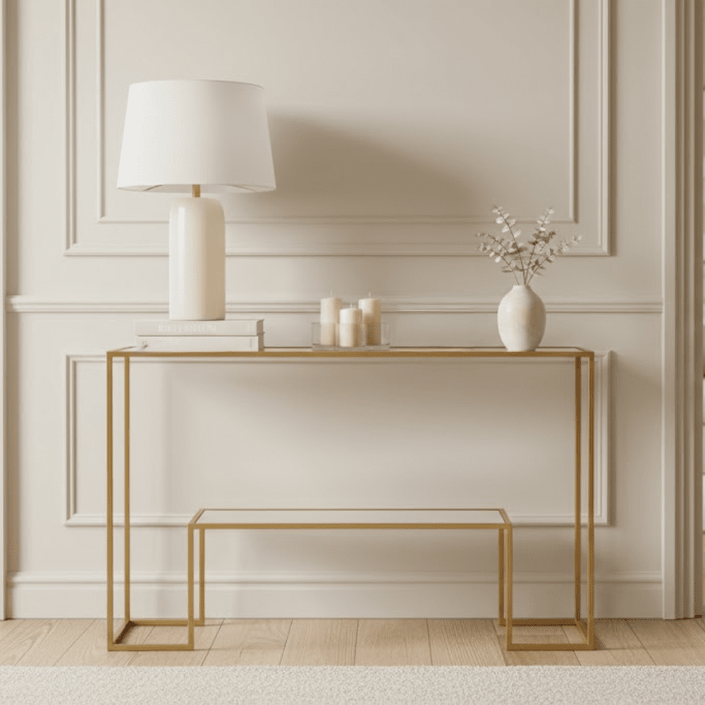 Kova Gold & Glass Console Table