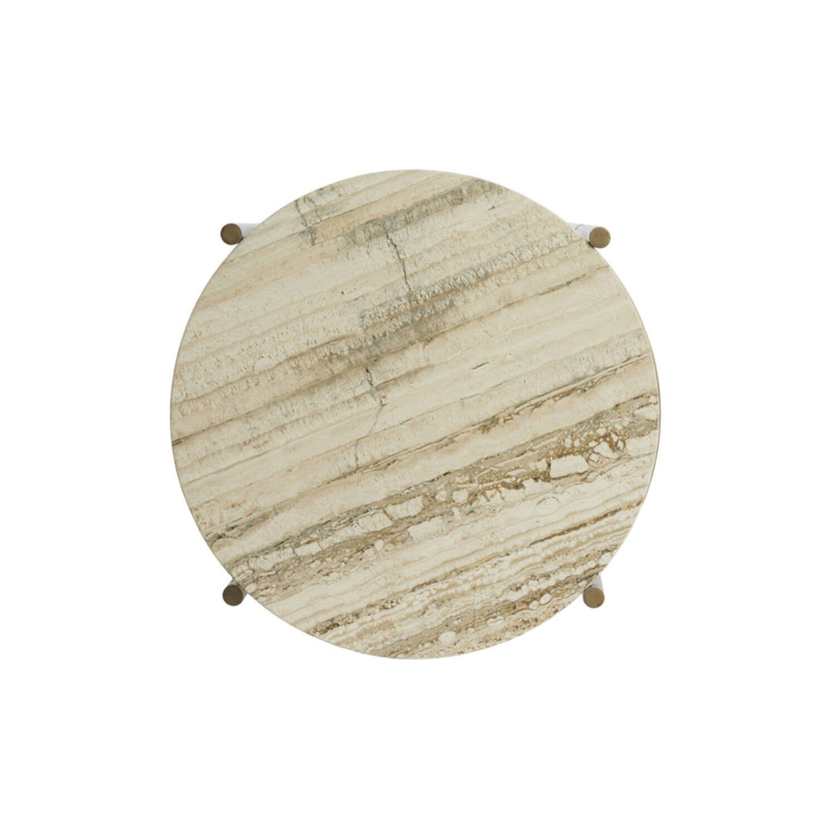 Landis Antique Bronze Round Side Table with Cream Travertine Top
