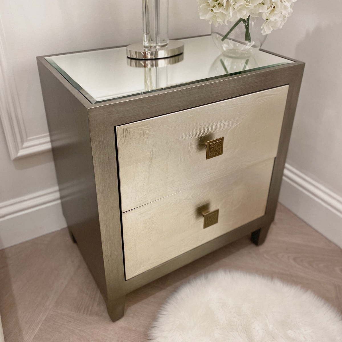 Lockett Luxury Silver & Bronze Bedside Table