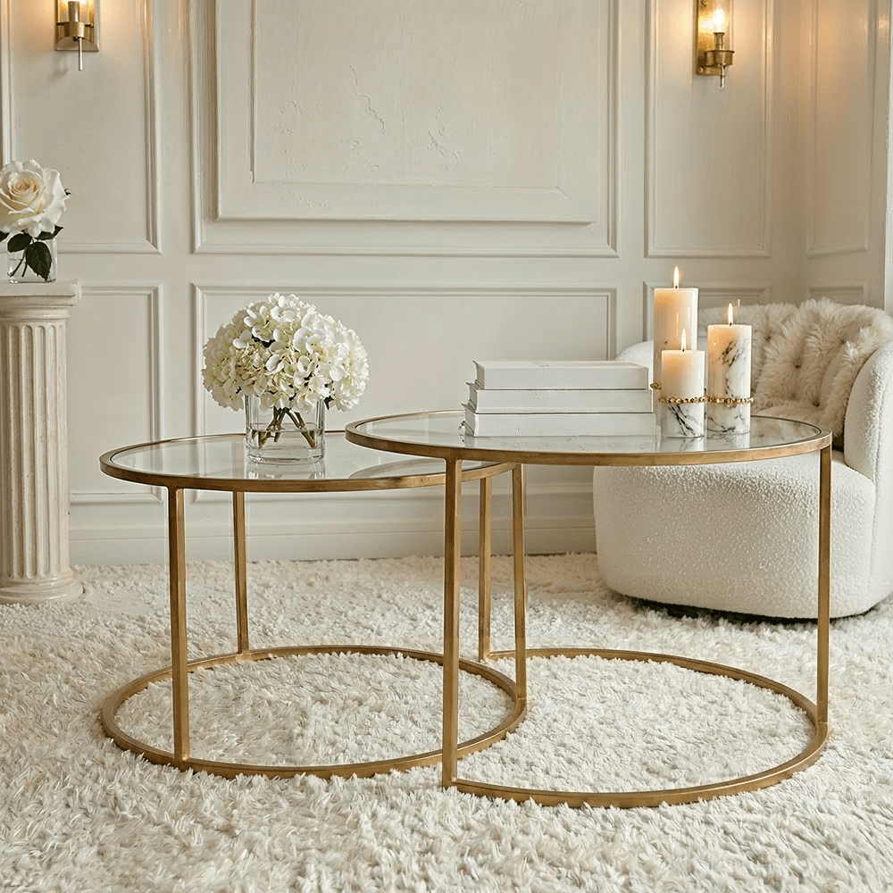 Loire Gold & Glass Nested Coffee Tables - Set of 2
