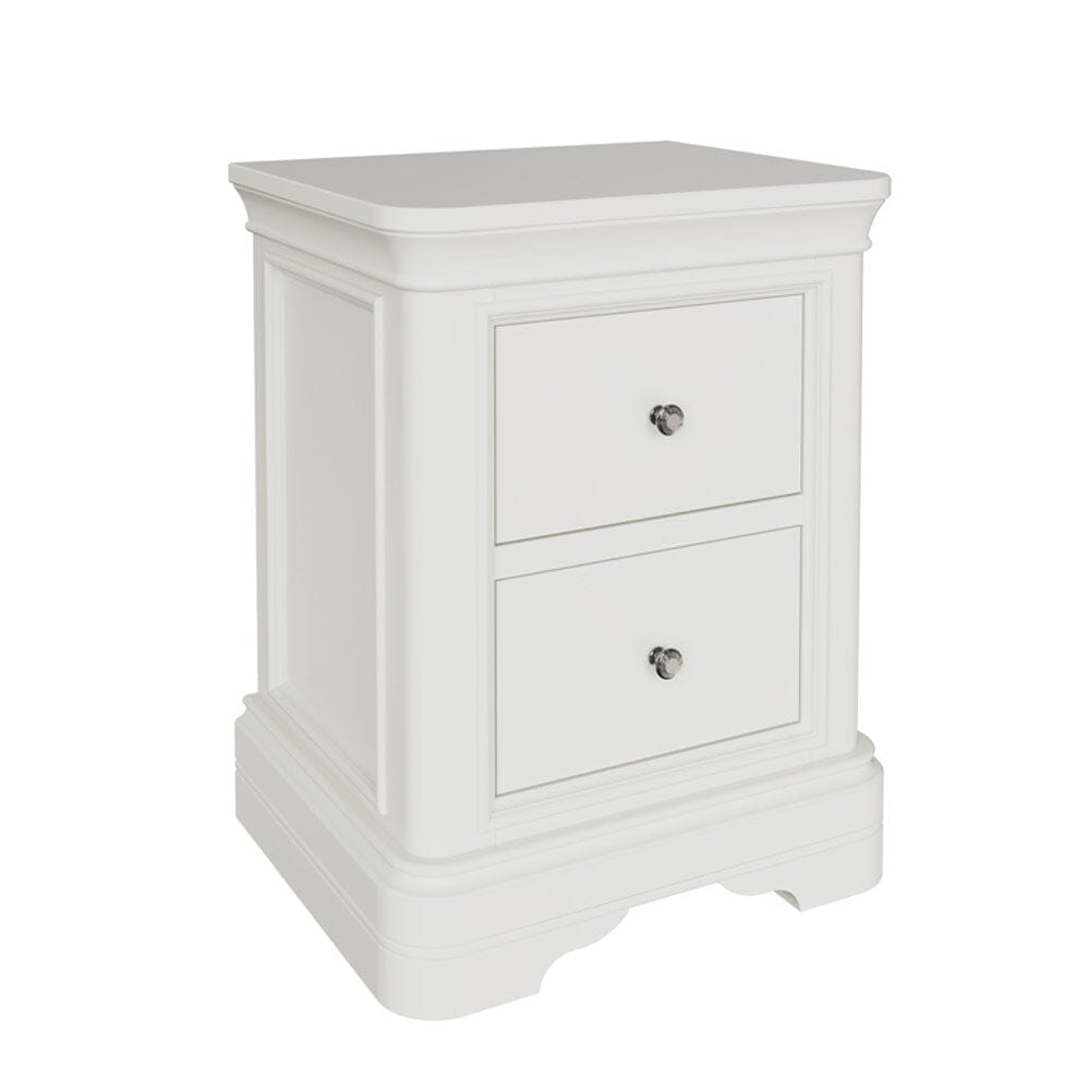 Louvre White Wooden 2 Drawer Bedside Table
