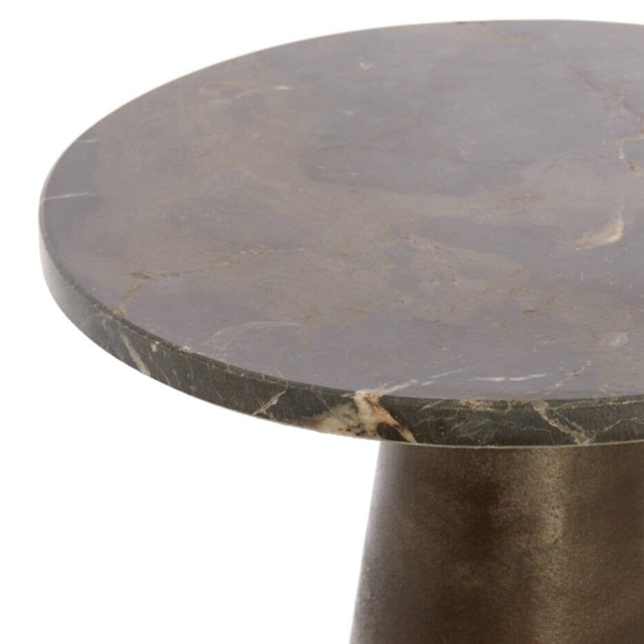 Macci Bronze & Dark Marble Round Side Table