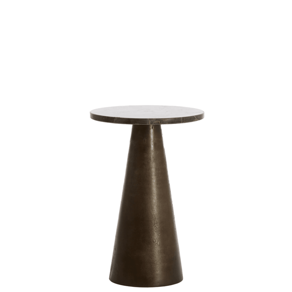 Macci Bronze & Dark Marble Round Side Table
