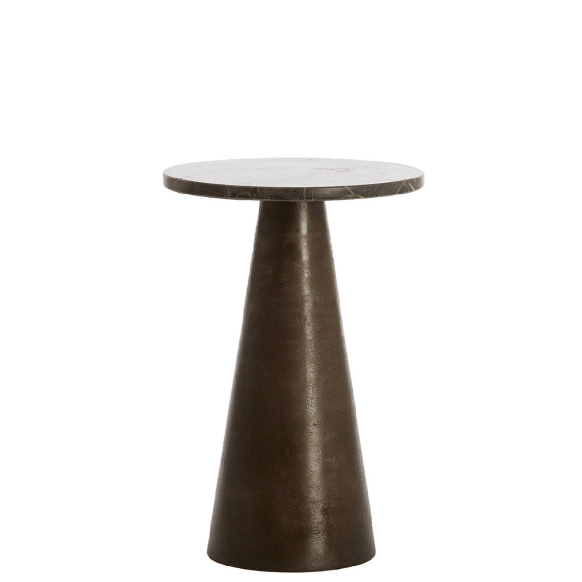 Macci Large Bronze & Dark Marble Round Side Table