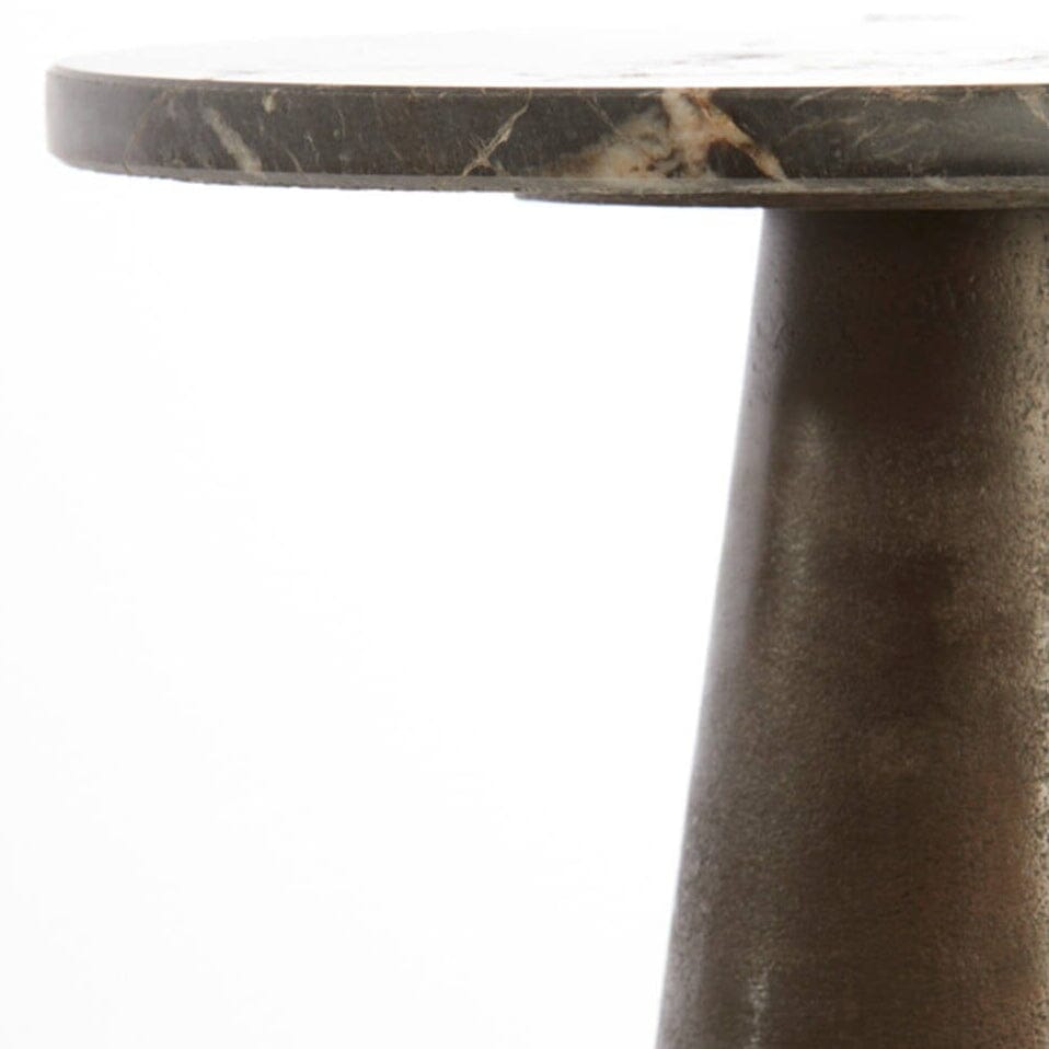 Macci Large Bronze & Dark Marble Round Side Table