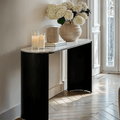 Macie Black Curved Console Table with Marble Top
