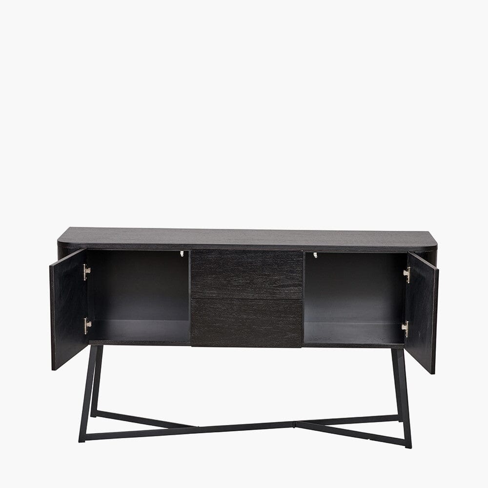Maeva Black Ash Veneer & Metal 2 Door 2 Drawer Sideboard
