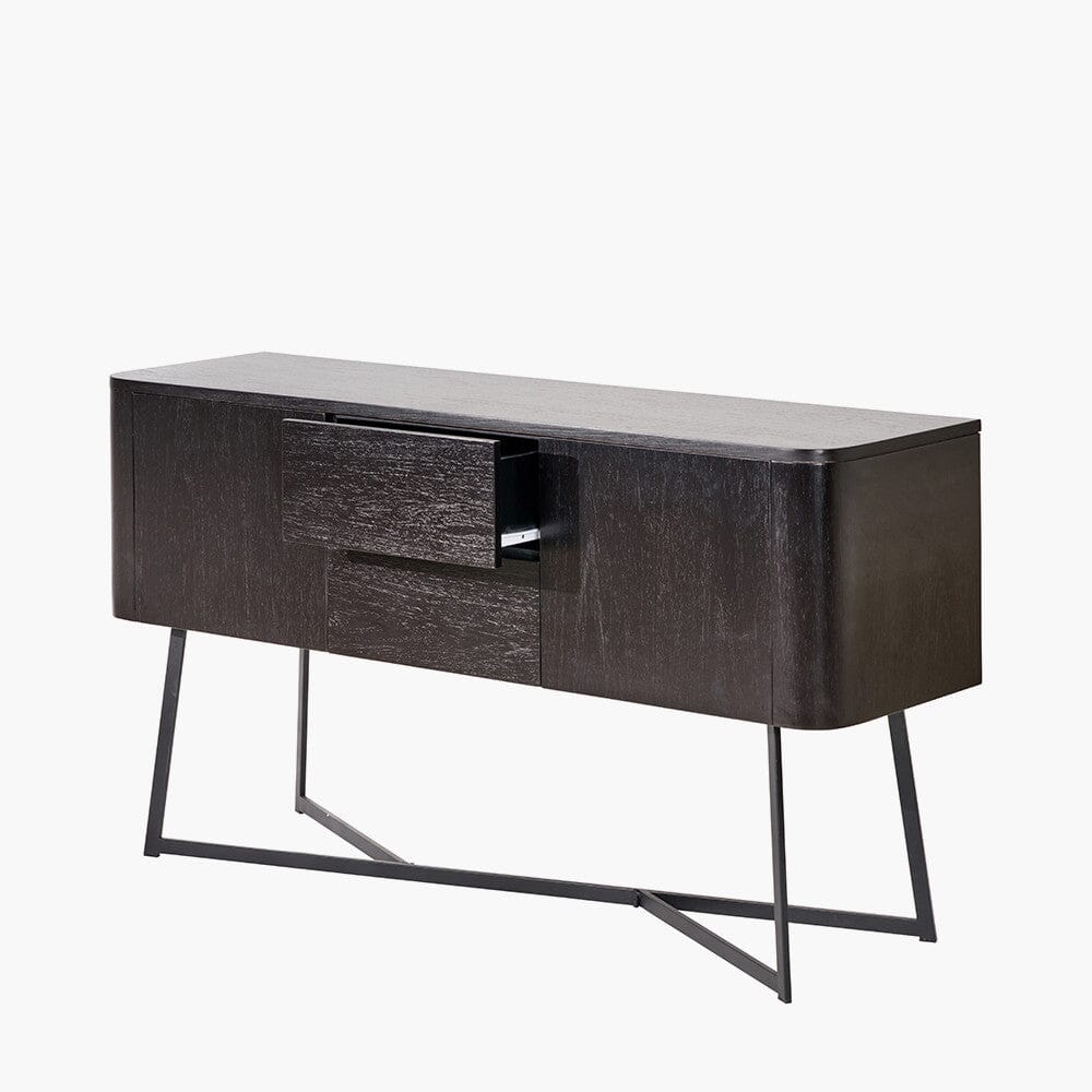 Maeva Black Ash Veneer & Metal 2 Door 2 Drawer Sideboard