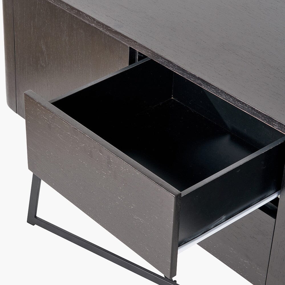 Maeva Black Ash Veneer & Metal 2 Door 2 Drawer Sideboard