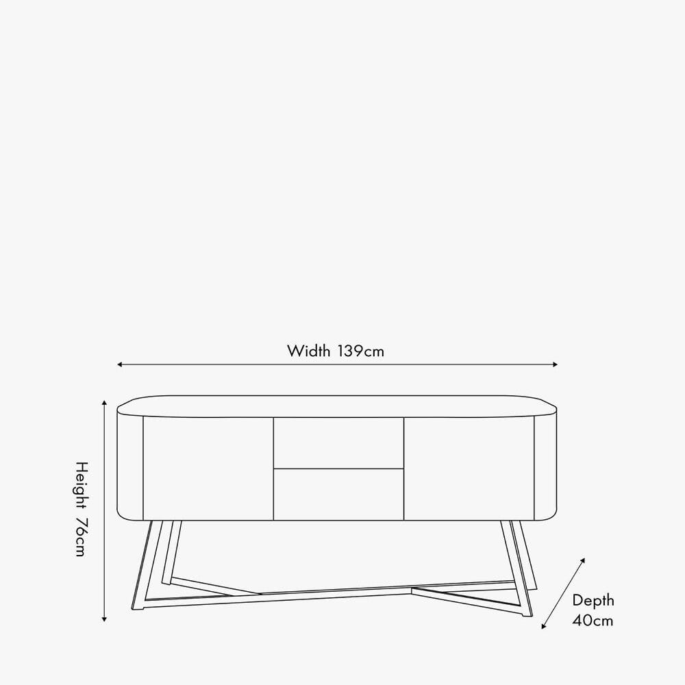 Maeva Black Ash Veneer & Metal 2 Door 2 Drawer Sideboard