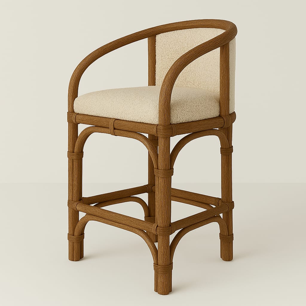Margery Boucle & Rattan effect Counter & Bar Stool -  Indoor and Outdoor use