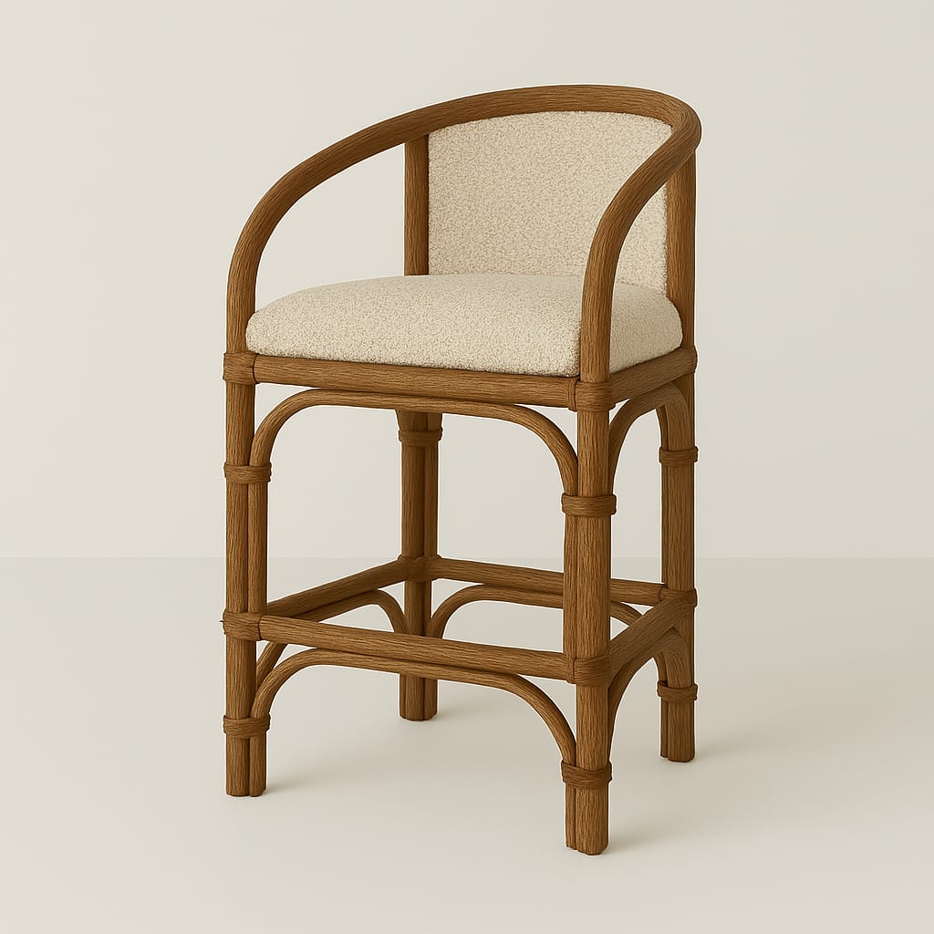 Margery Boucle & Rattan effect Counter & Bar Stool -  Indoor and Outdoor use