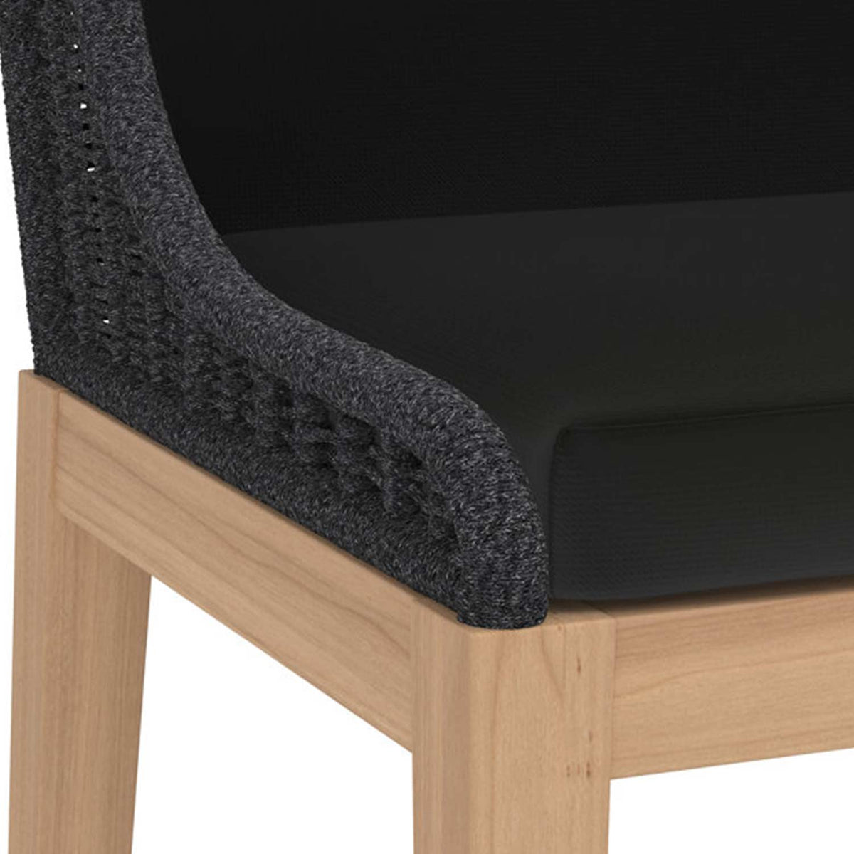 Mark Upholstered Armless Teak Outdoor Bar Stool