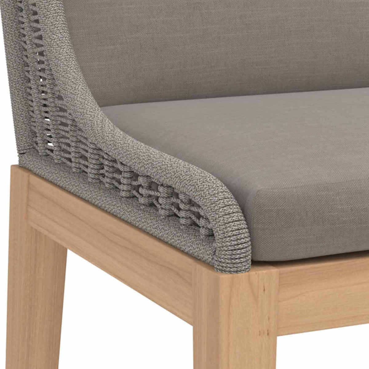 Mark Upholstered Armless Teak Outdoor Bar Stool