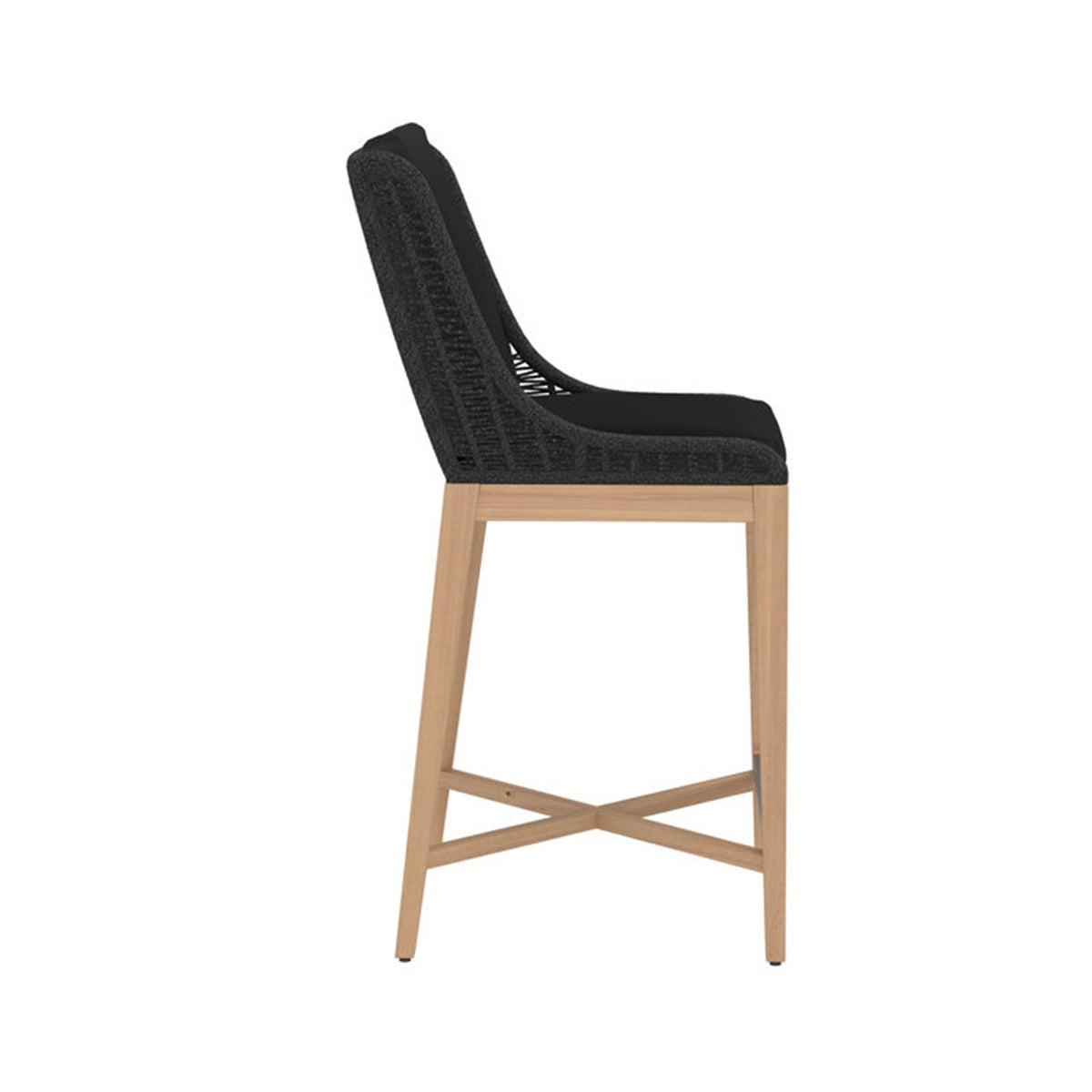 Mark Upholstered Armless Teak Outdoor Bar Stool