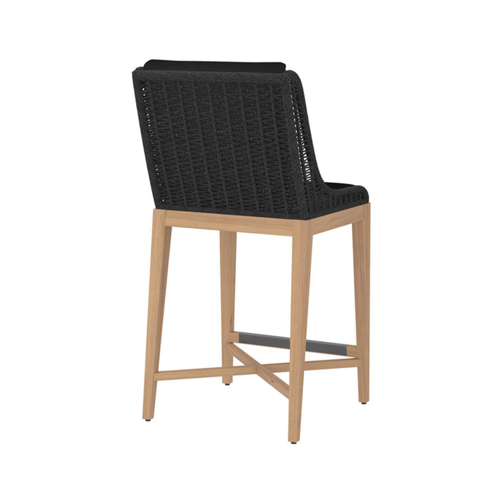 Mark Upholstered Armless Teak Outdoor Bar Stool