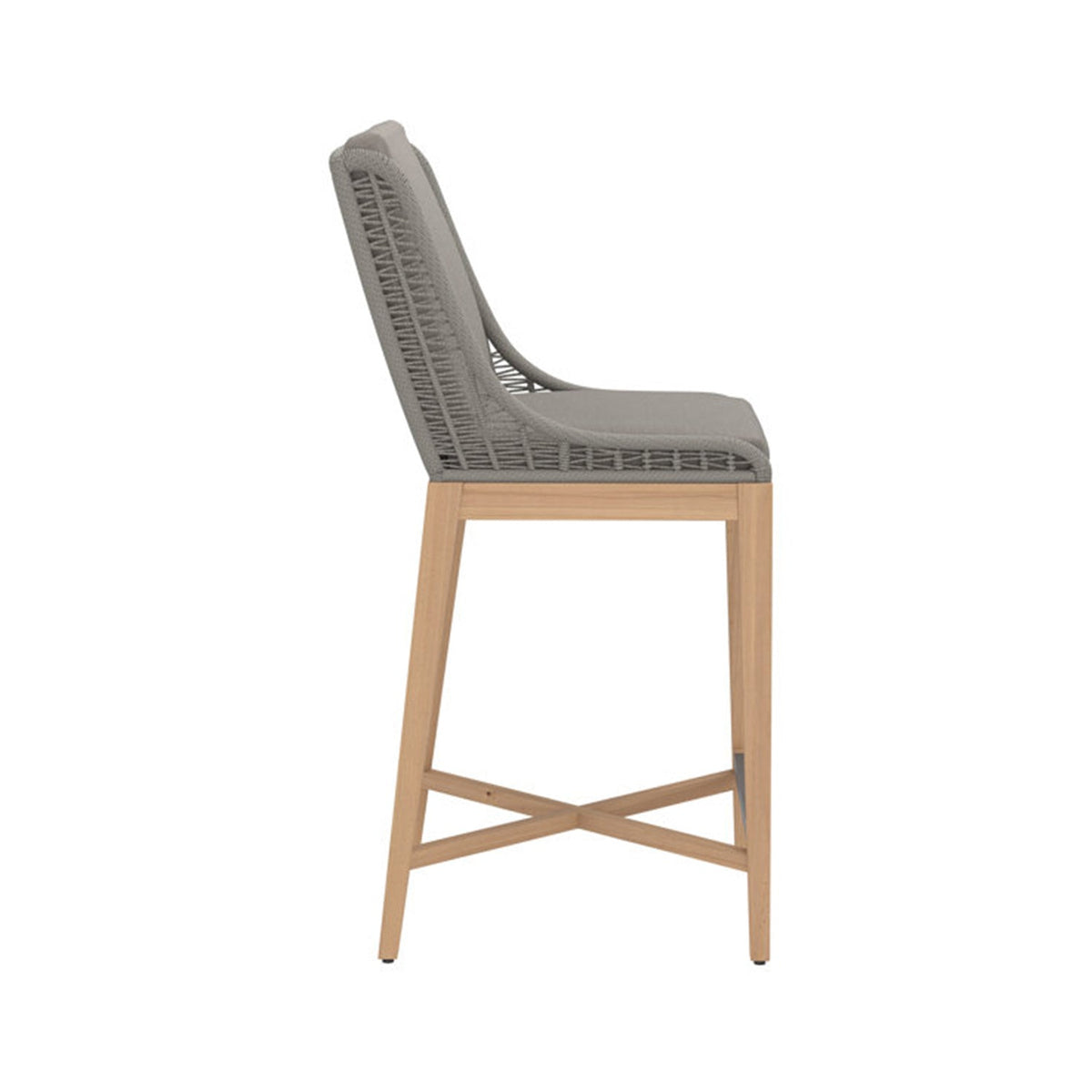 Mark Upholstered Armless Teak Outdoor Bar Stool