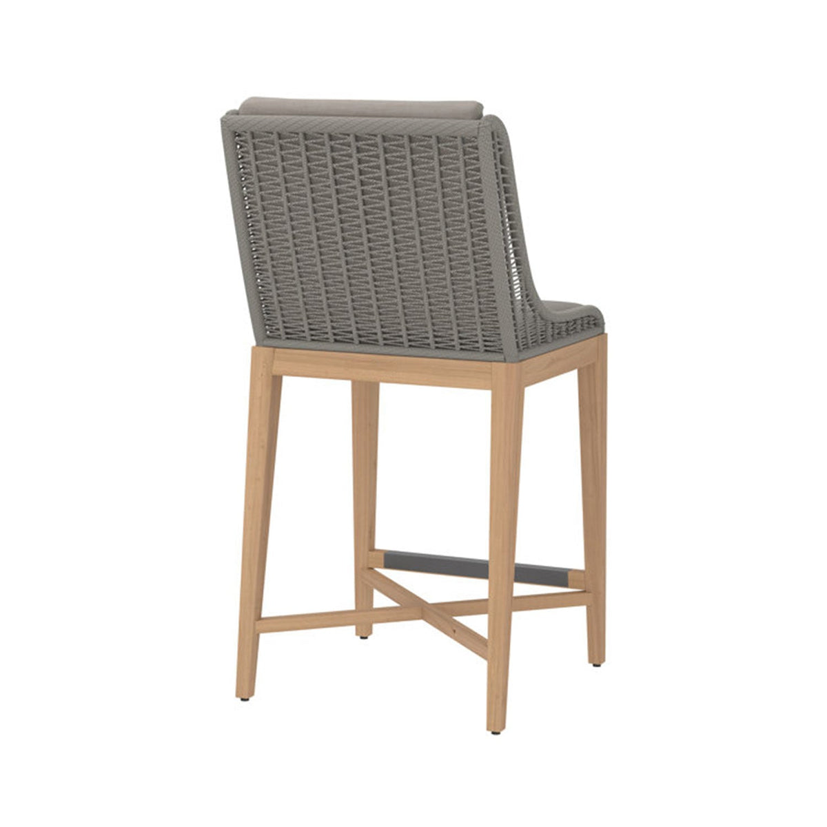 Mark Upholstered Armless Teak Outdoor Bar Stool