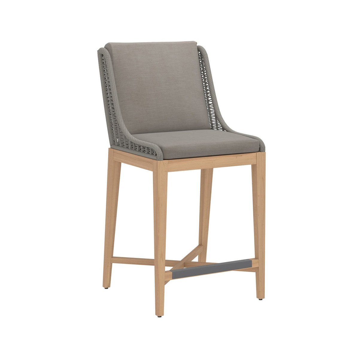 Mark Upholstered Armless Teak Outdoor Bar Stool