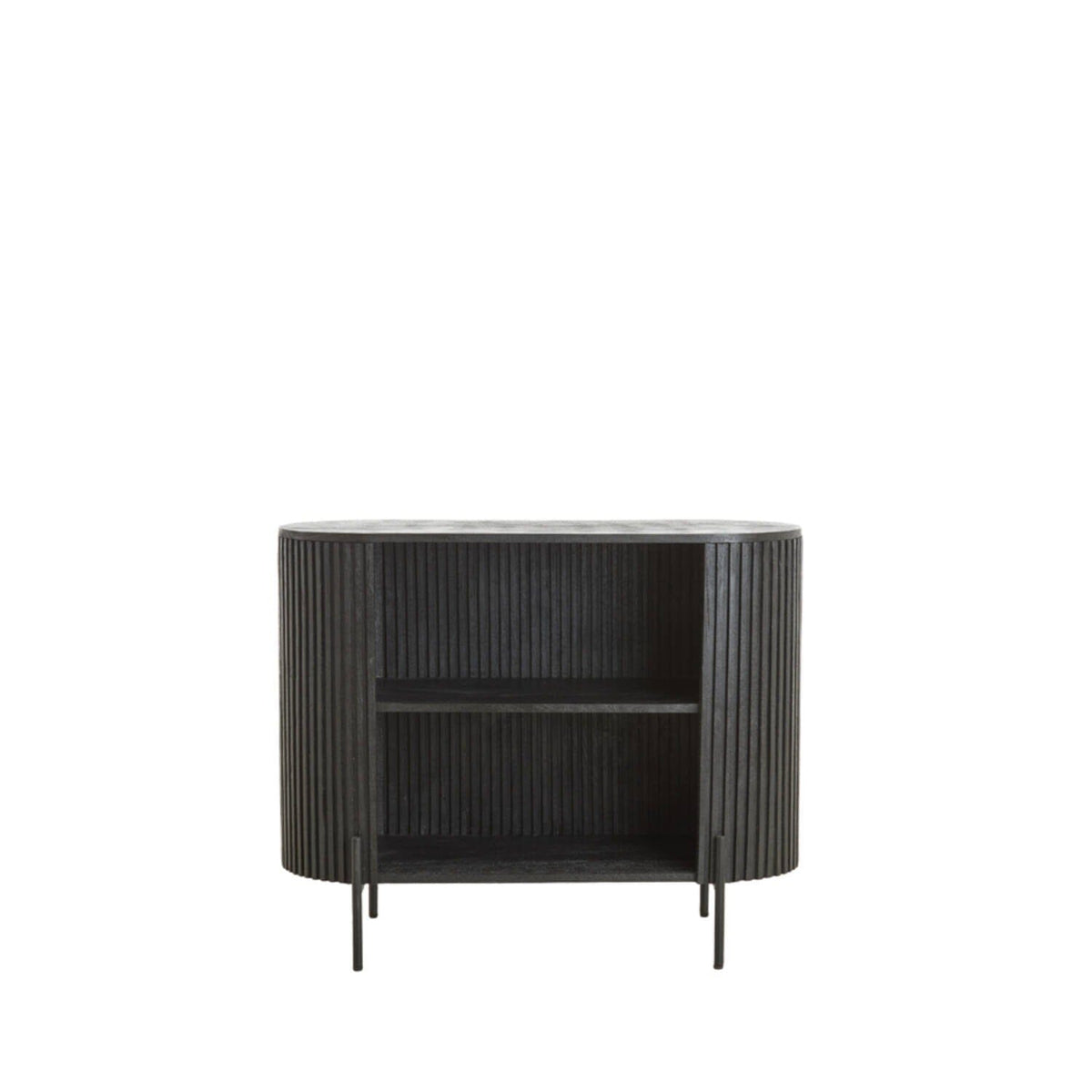 Massia Black Ribbed Open Sideboard
