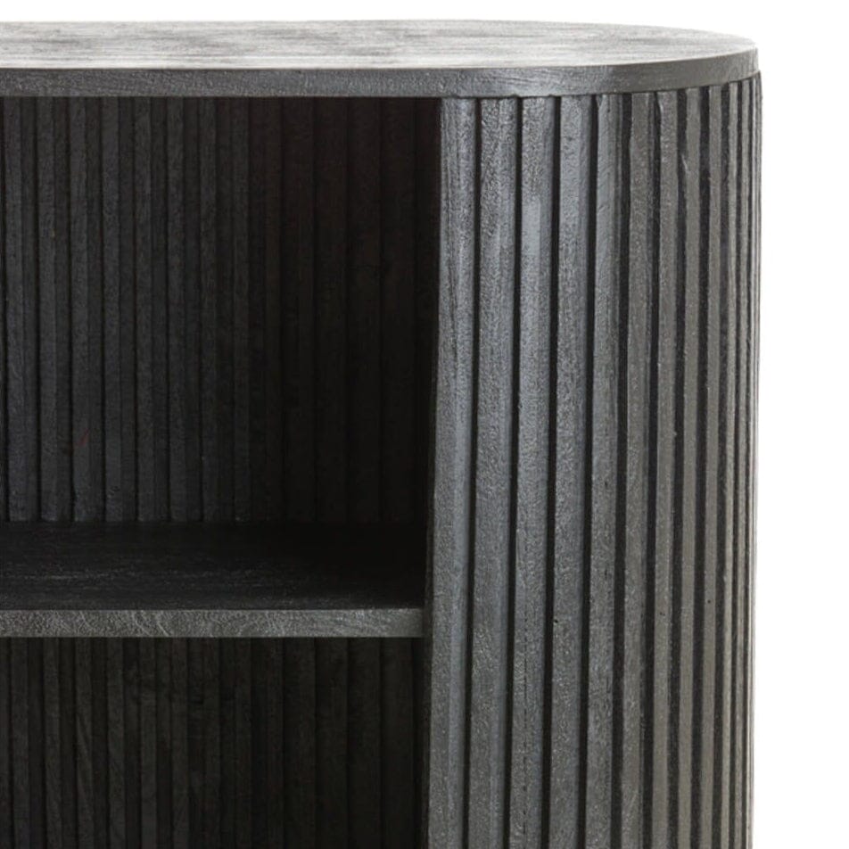 Massia Black Ribbed Open Sideboard