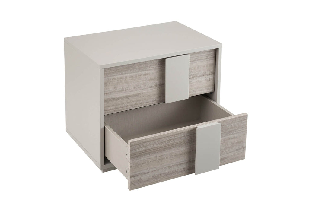 Maya Luxury Greige 2 Drawer Bedside Table