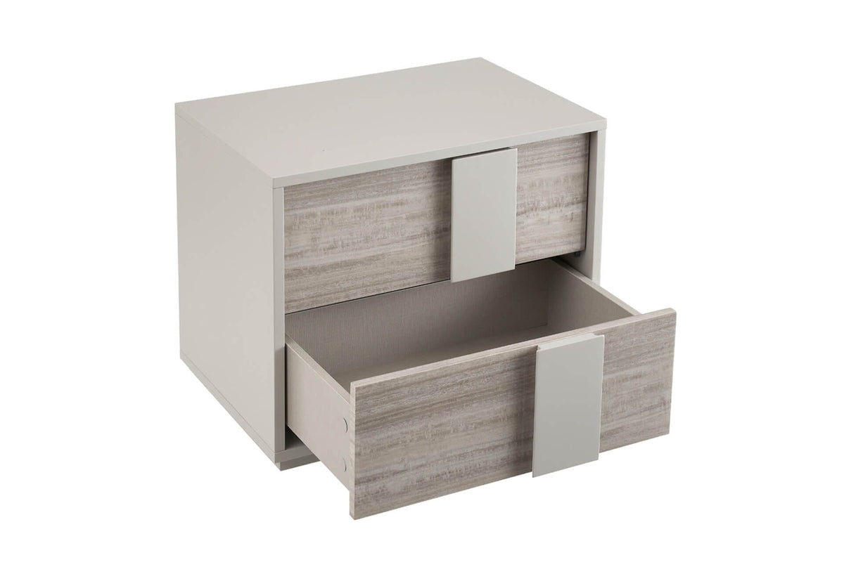 Maya Luxury Greige 2 Drawer Bedside Table