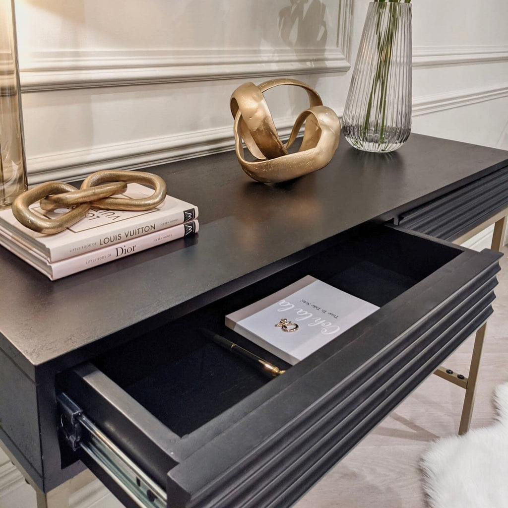 Mayfield Black & Gold Premium Rippled Console Table