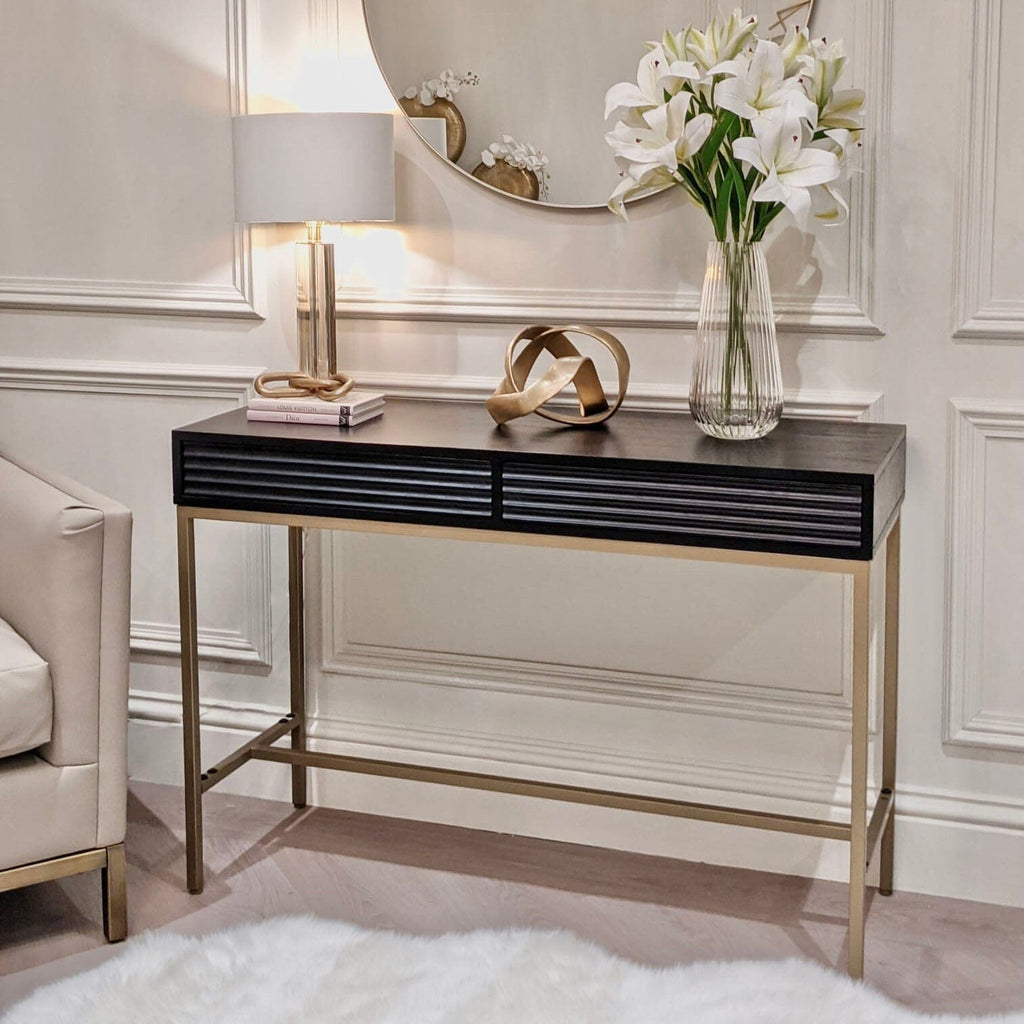 Mayfield Black & Gold Premium Rippled Console Table
