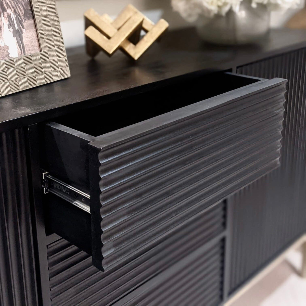 Mayfield Black & Gold Premium Rippled Sideboard