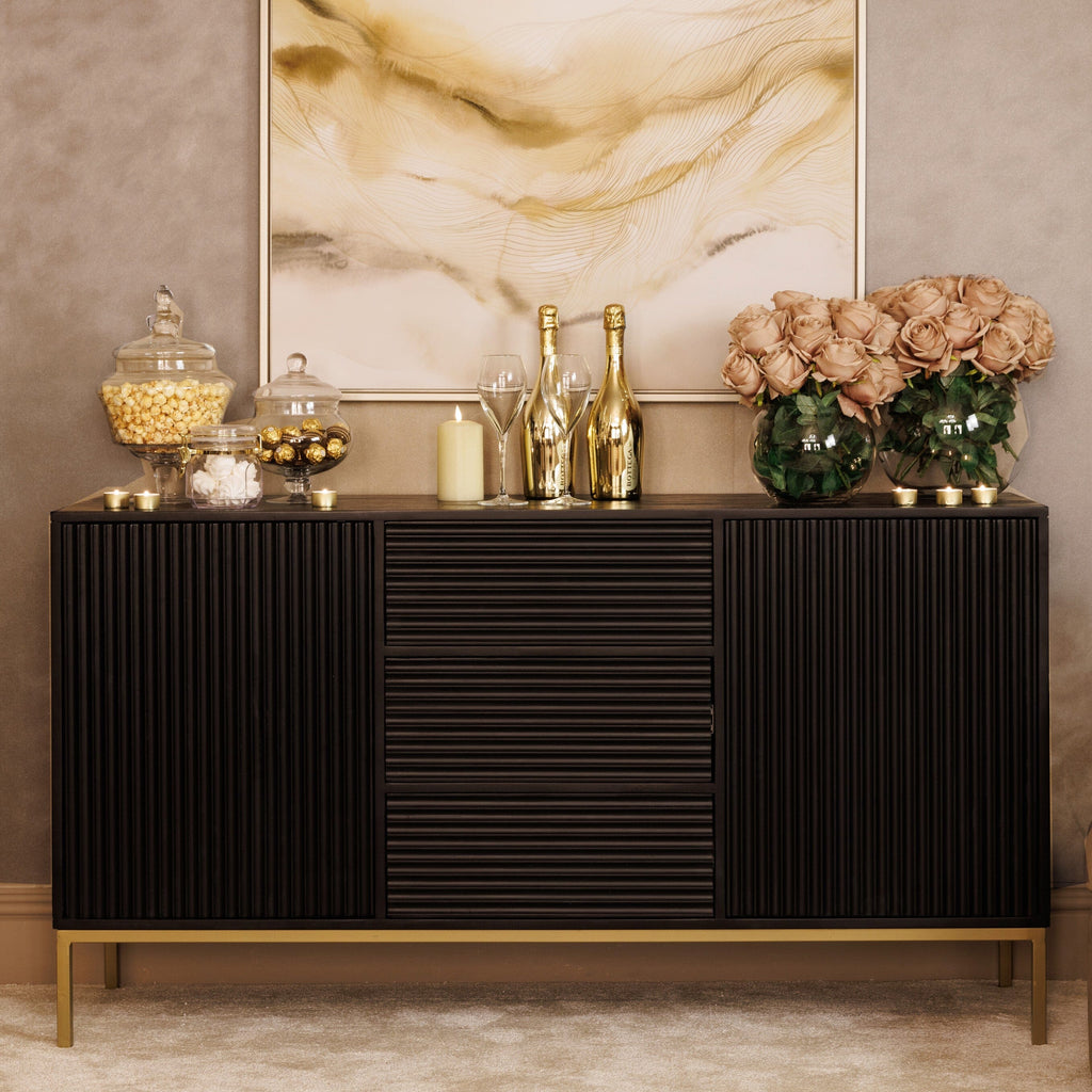 Mayfield Black & Gold Premium Rippled Sideboard