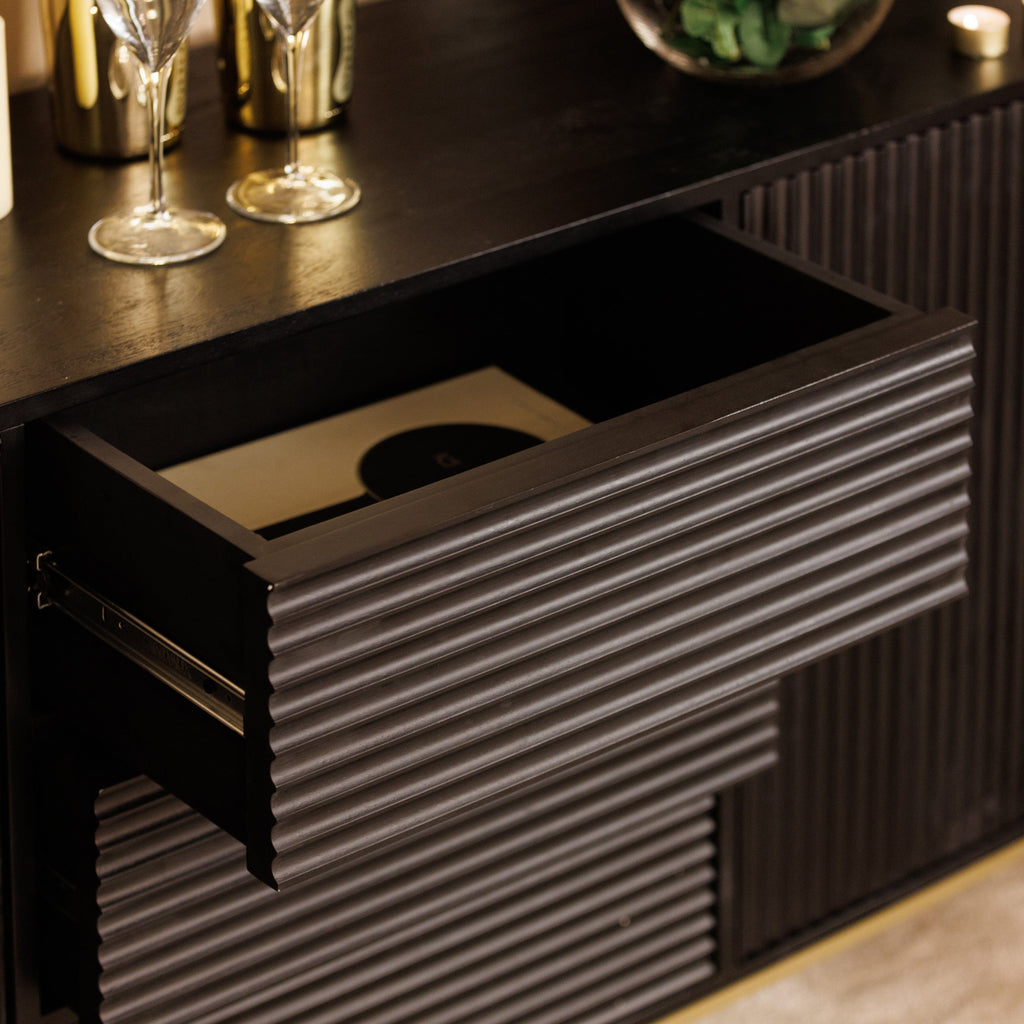 Mayfield Black & Gold Premium Rippled Sideboard
