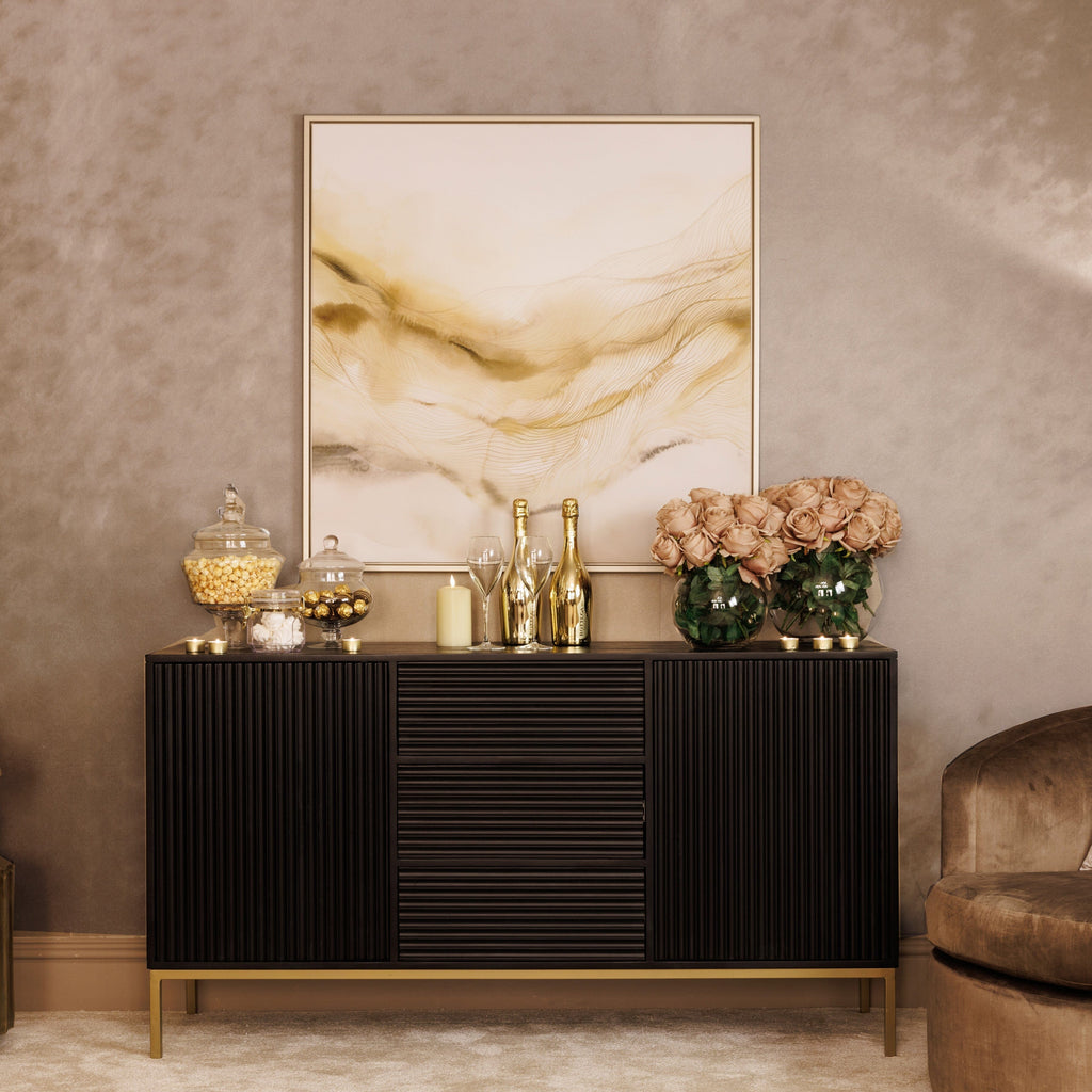 Mayfield Black & Gold Premium Rippled Sideboard