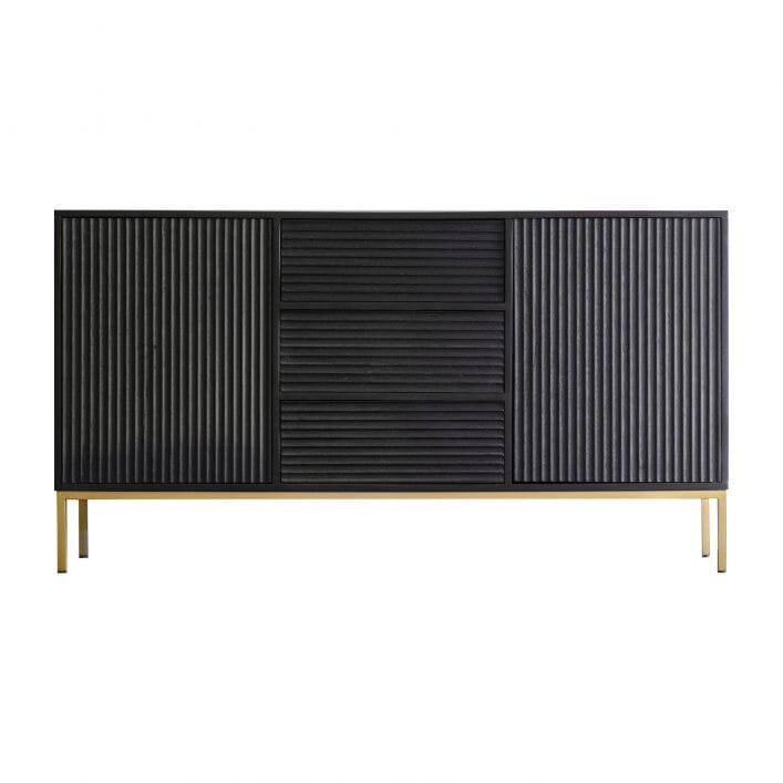 Mayfield Black & Gold Premium Rippled Sideboard
