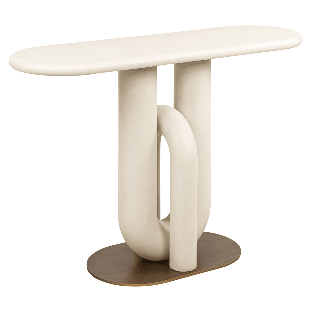 Mayia Cream & Gold Sculptural Console Table