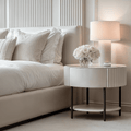 Mirabel Beige & Black Luxury Rounded Bedside Table