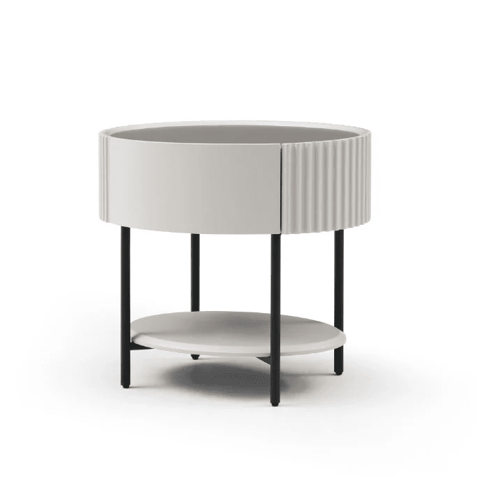 Mirabel Beige & Black Luxury Rounded Bedside Table