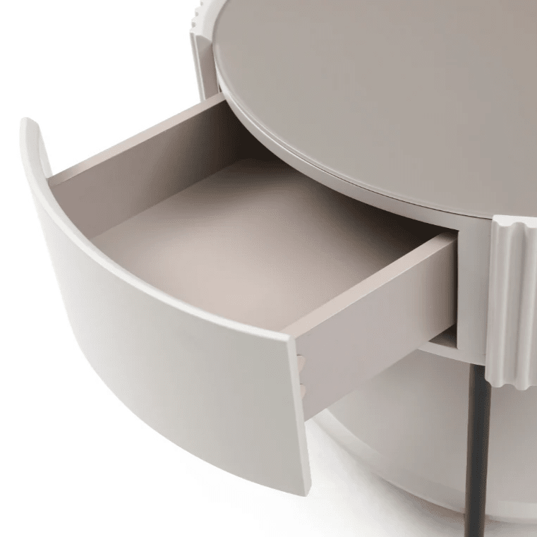 Mirabel Beige & Black Luxury Rounded Bedside Table