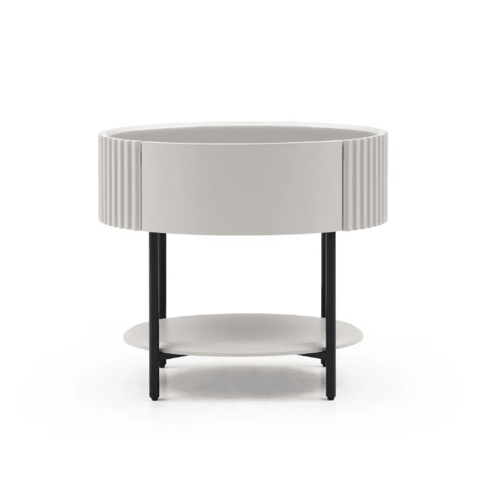 Mirabel Beige & Black Luxury Rounded Bedside Table