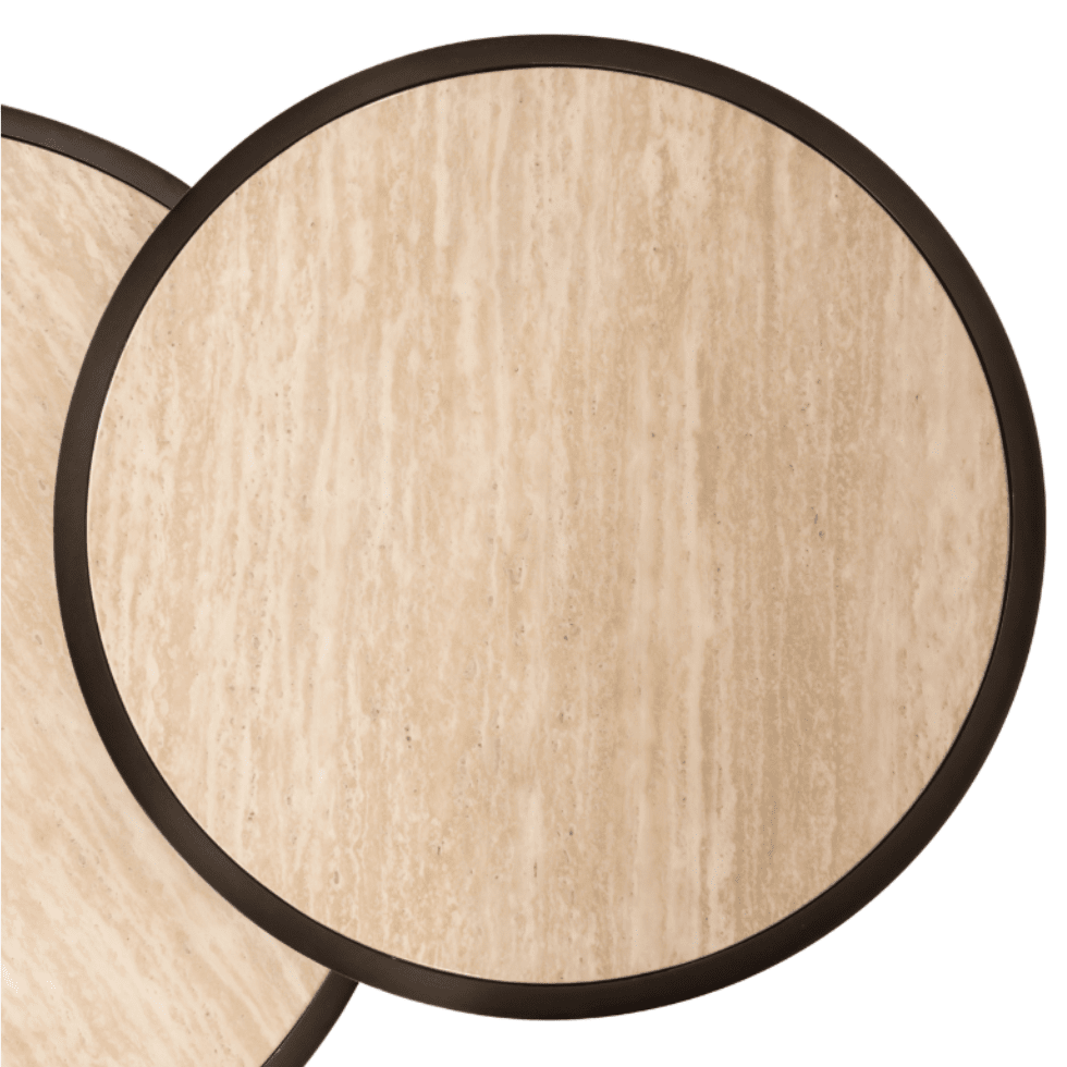 Misella Bronze Nested Coffee Tables with Faux Travertine Top