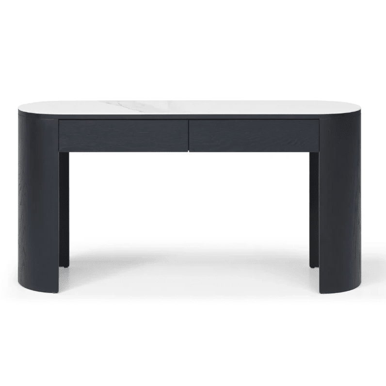 Monroe Black Console Table with Marble Top