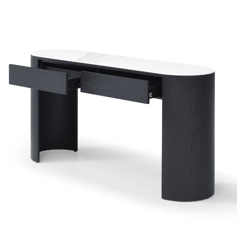 Monroe Black Console Table with Marble Top