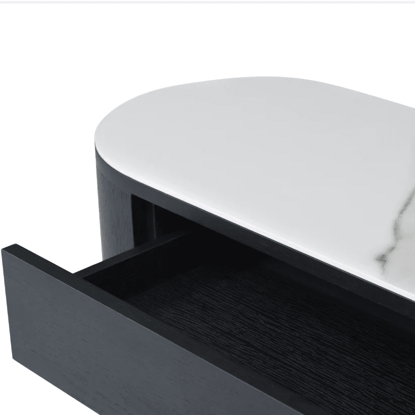 Monroe Black Console Table with Marble Top