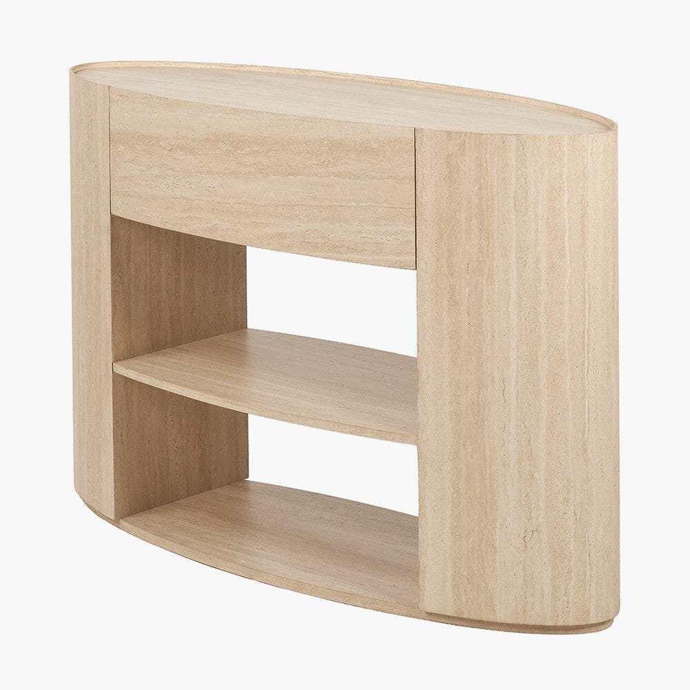 Moxin Travertine Effect 1 Drawer Console Table