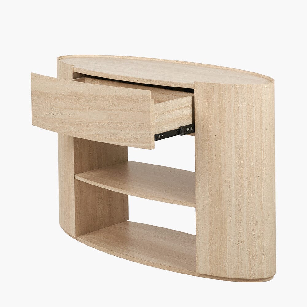 Moxin Travertine Effect 1 Drawer Console Table