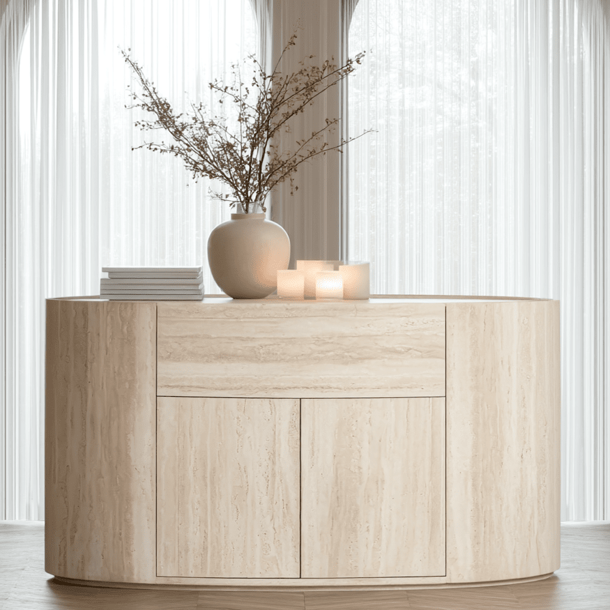 Moxin Travertine Effect 2 Door Sideboard