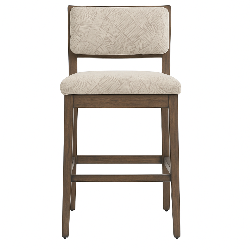 Nicolas Upholstered Armless Teak Outdoor Bar Stool
