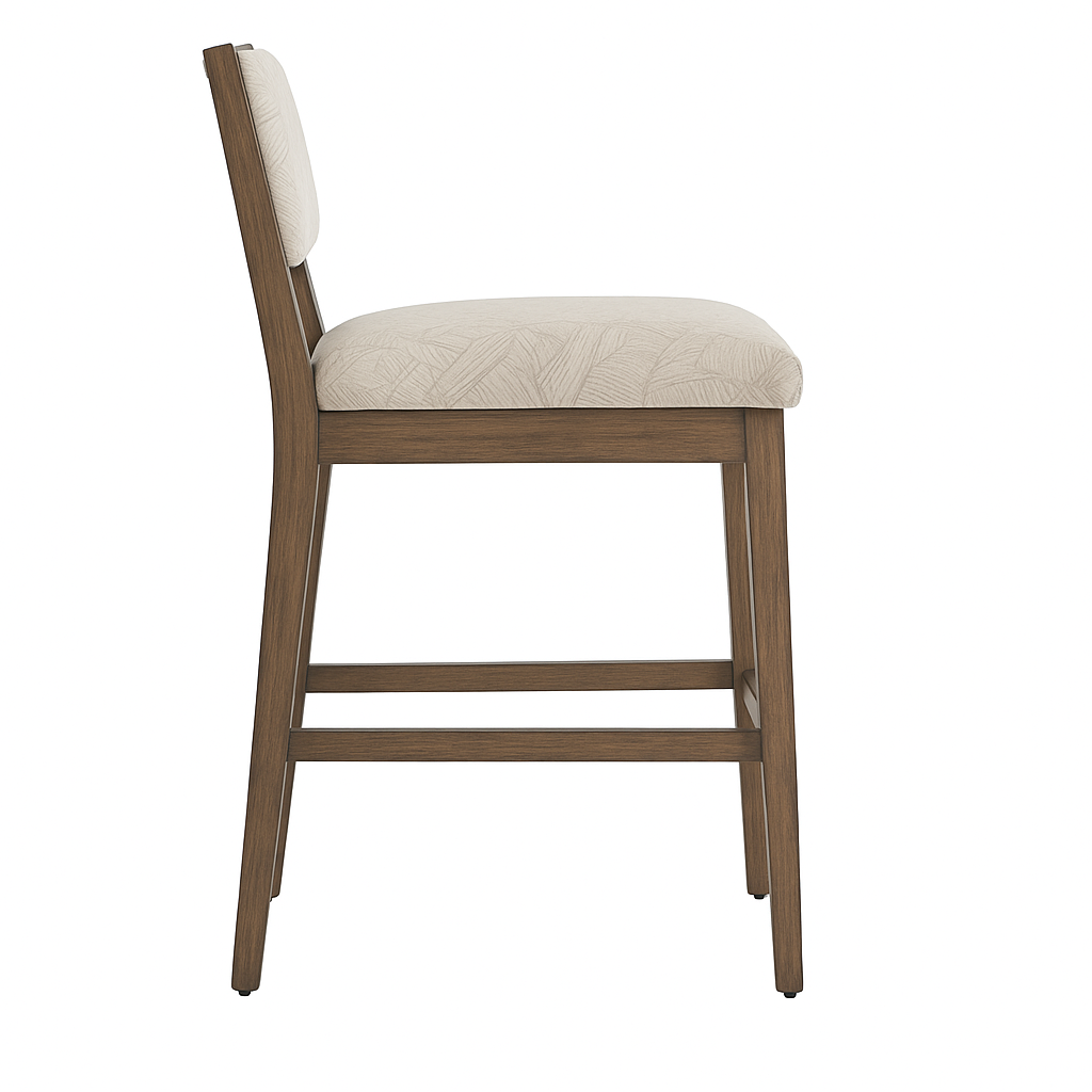 Nicolas Upholstered Armless Teak Outdoor Bar Stool